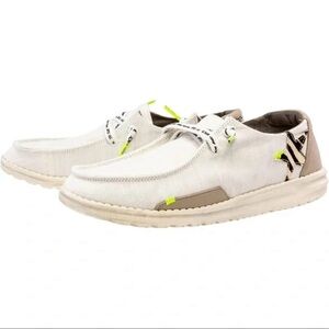 Hey Dude Light Gray Slip-On Shoes with Neon Accents